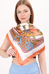 Bandana Women's Fashion chain Pattern Large Square Hair Scarf for Women