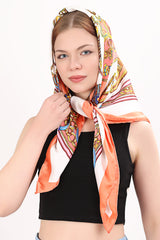 Bandana Women's Fashion chain Pattern Large Square Hair Scarf for Women