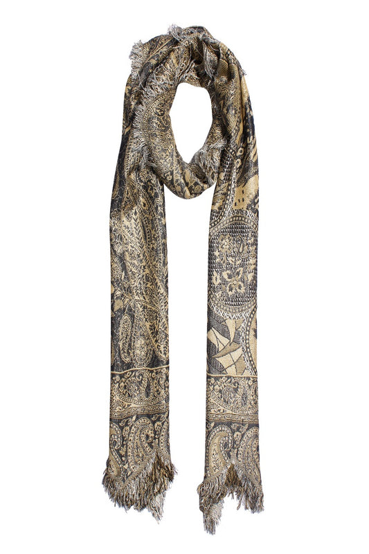 Bold Contrast Paisley Jacquard Scarf