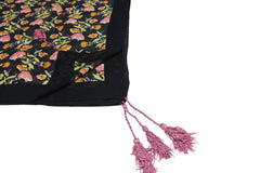Tasseled Floral Symphony Scarf