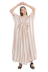 White Stripes | 100% Rayon White Kaftan Dress