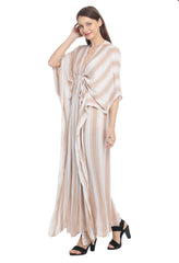 White Stripes | 100% Rayon White Kaftan Dress