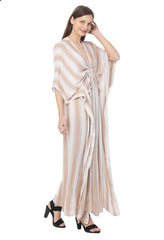 White Stripes | 100% Rayon White Kaftan Dress