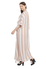 White Stripes | 100% Rayon White Kaftan Dress