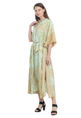 Green floral Maxi Kaftan Dress
