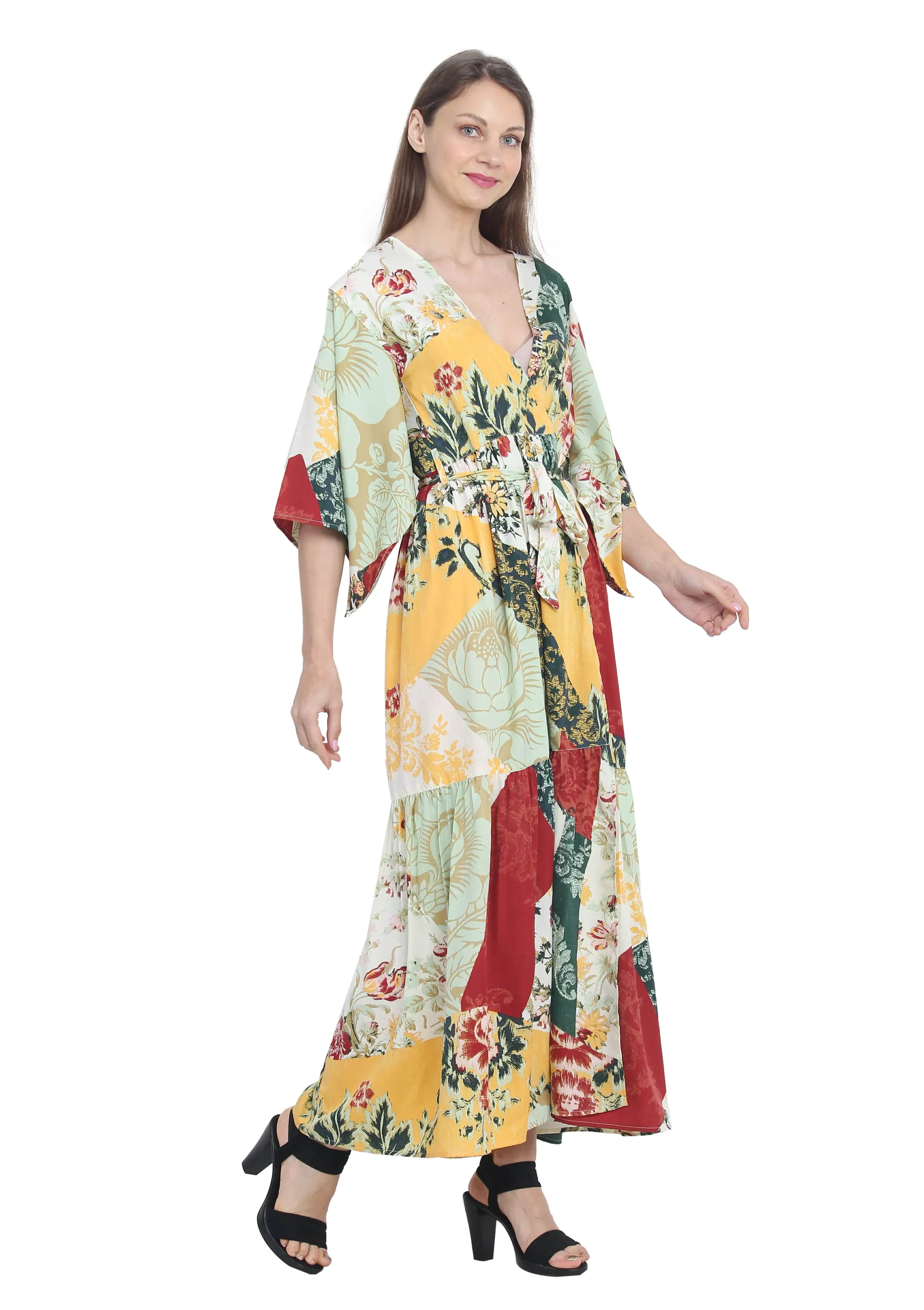 Tropical Floral Kaftan maxi Dress