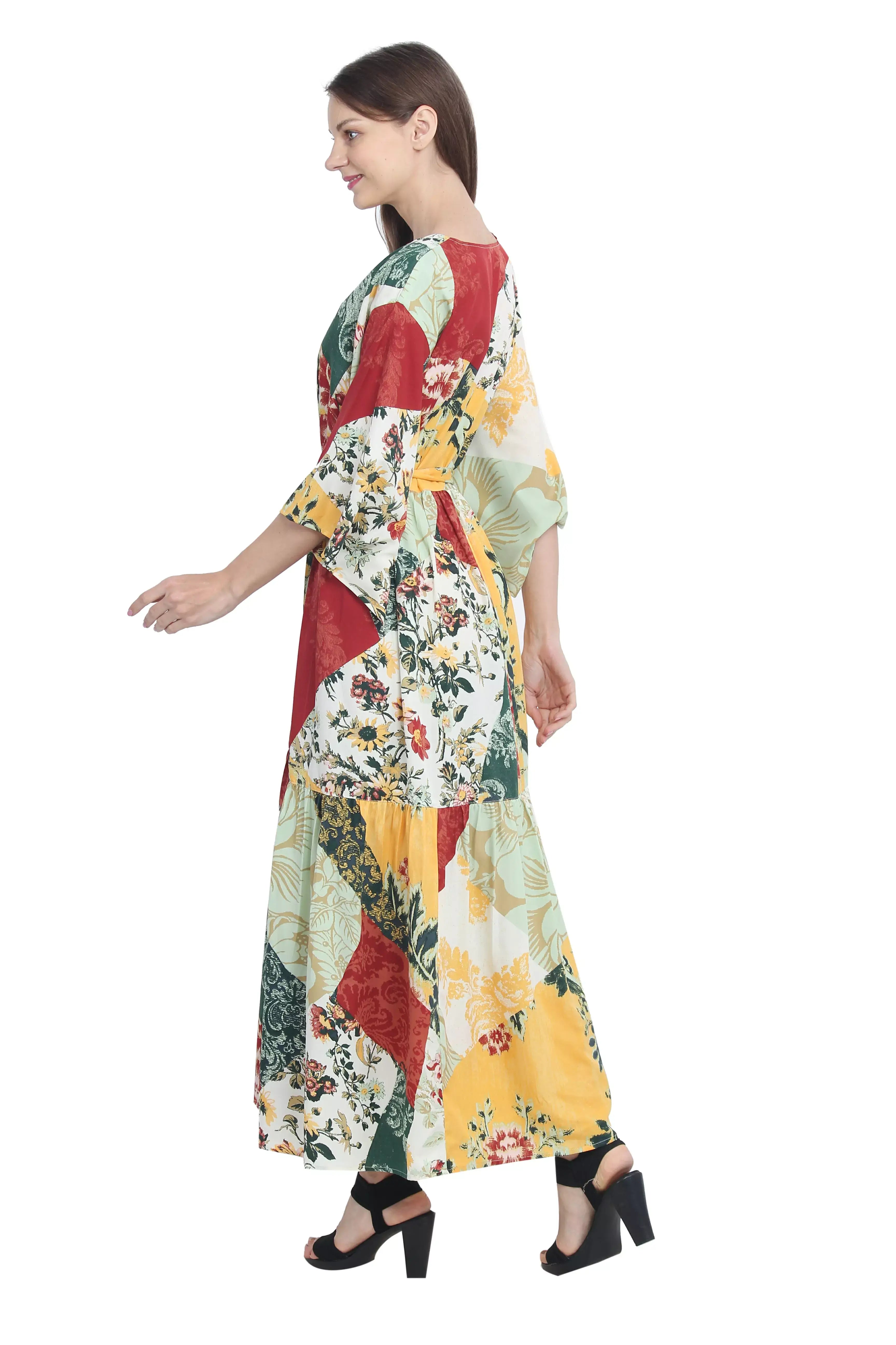 Tropical Floral Kaftan maxi Dress