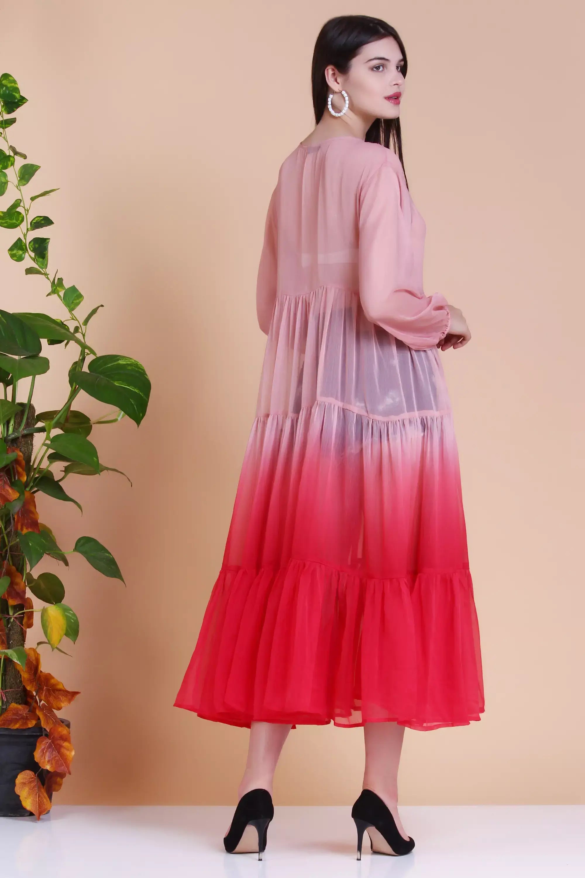 Ombre Tiered Sheer Kimono