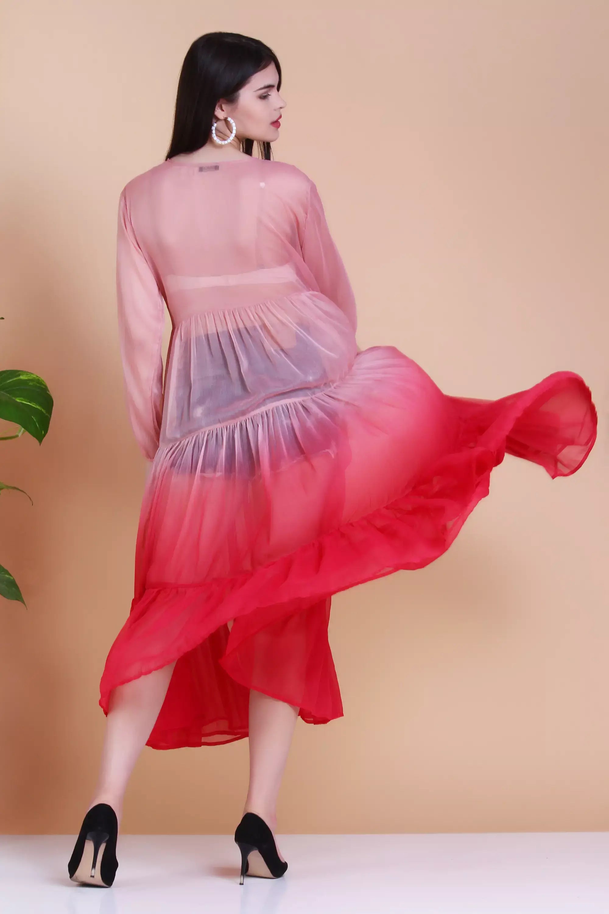 Ombre Tiered Sheer Kimono