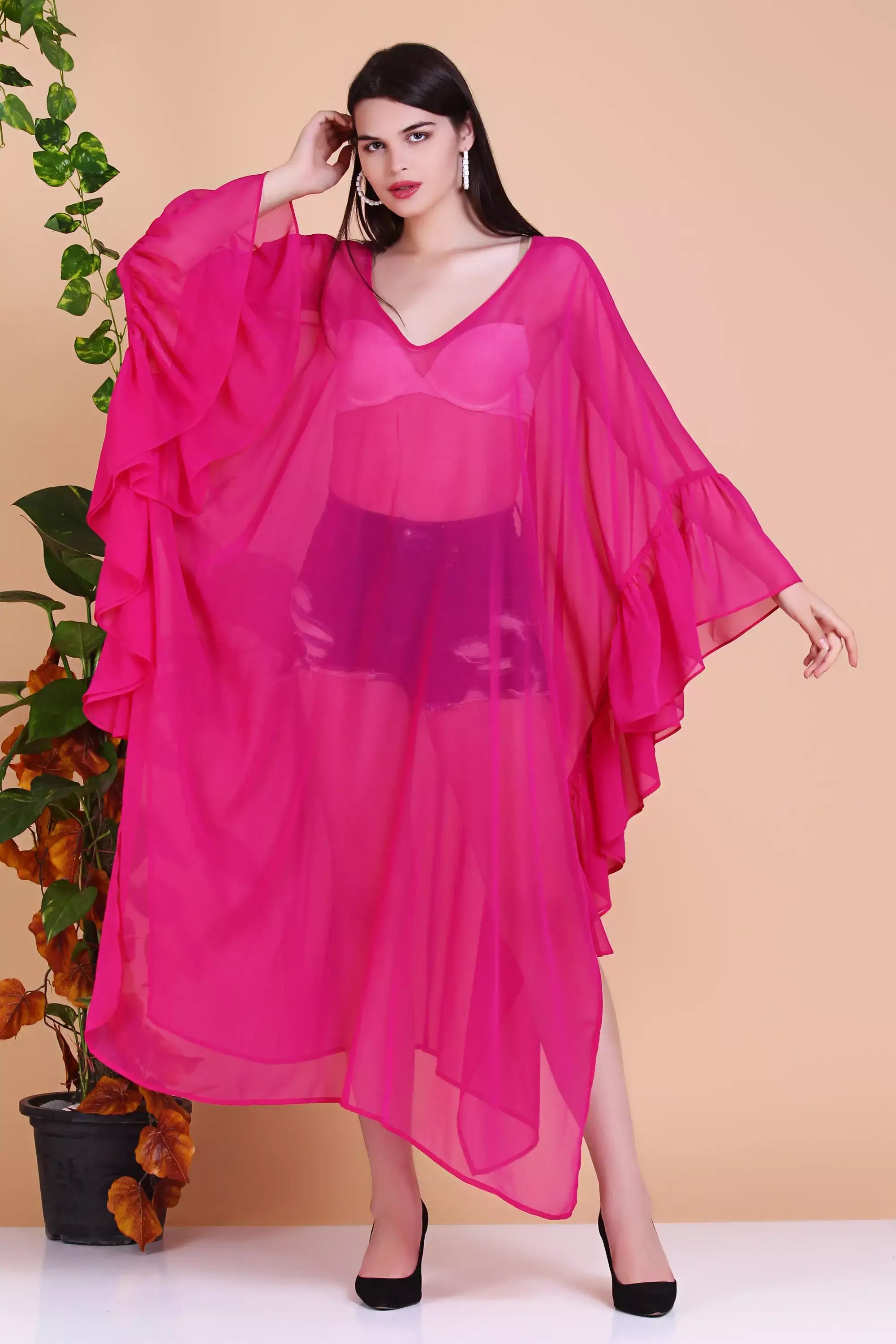 Ruffle pink Frill Kaftan