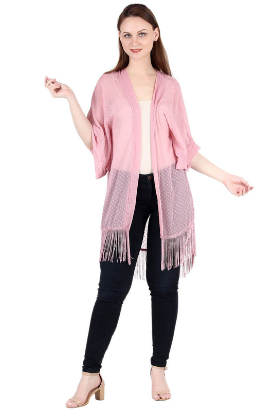 Pink Fringe Kimono