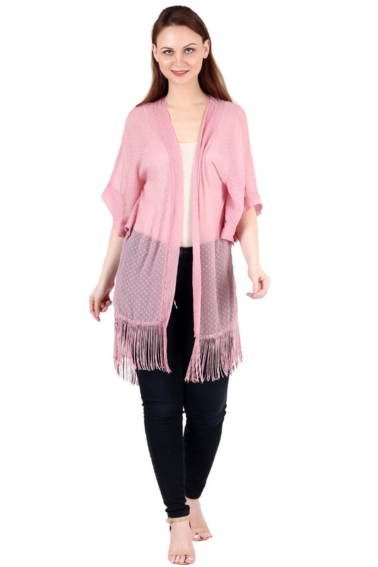 Pink Fringe Kimono