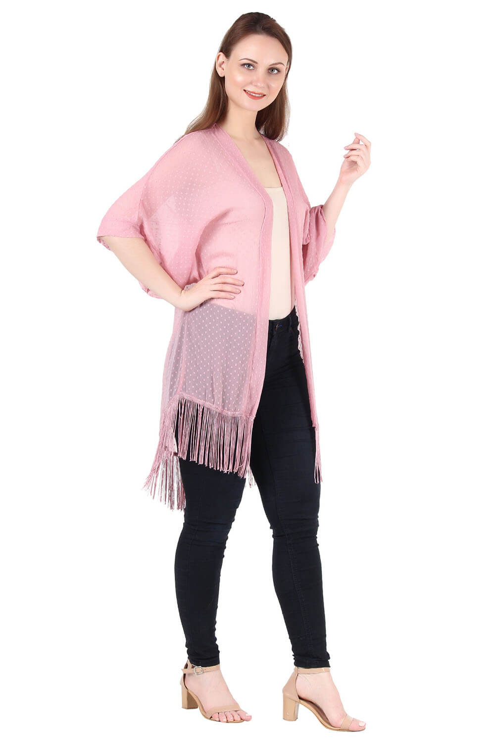 Pink Fringe Kimono