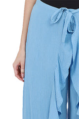 Tranquil Tide Blue Ruffle Hem Pant
