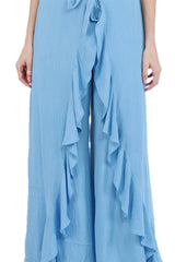 Tranquil Tide Blue Ruffle Hem Pant