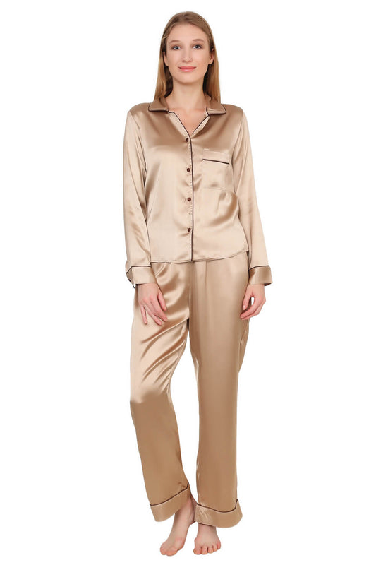 Womens Silk Satin Pajamas