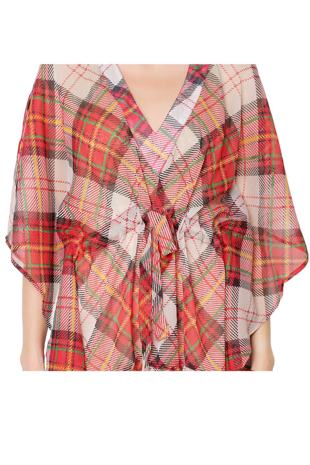 Women’s Red Checks Beach kaftan dress