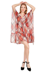 Women’s Red Checks Beach kaftan dress