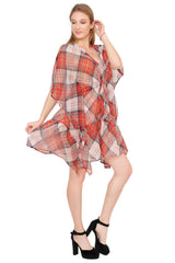 Women’s Red Checks Beach kaftan dress