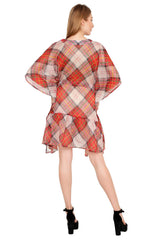 Women’s Red Checks Beach kaftan dress
