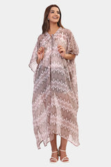 Tropical printed short Sleeve kaftan dress