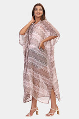 Tropical printed short Sleeve kaftan dress