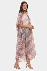 Tropical printed short Sleeve kaftan dress