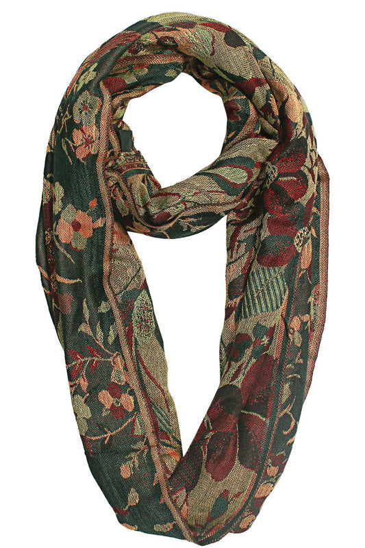 Botanical Floral Print Paisley Jacquard Scarf