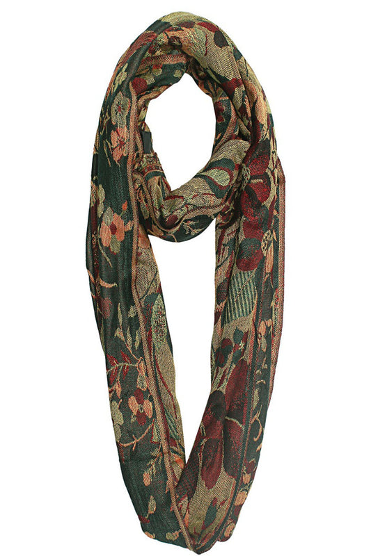 Botanical Floral Print Paisley Jacquard Scarf