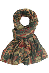 Botanical Floral Print Paisley Jacquard Scarf