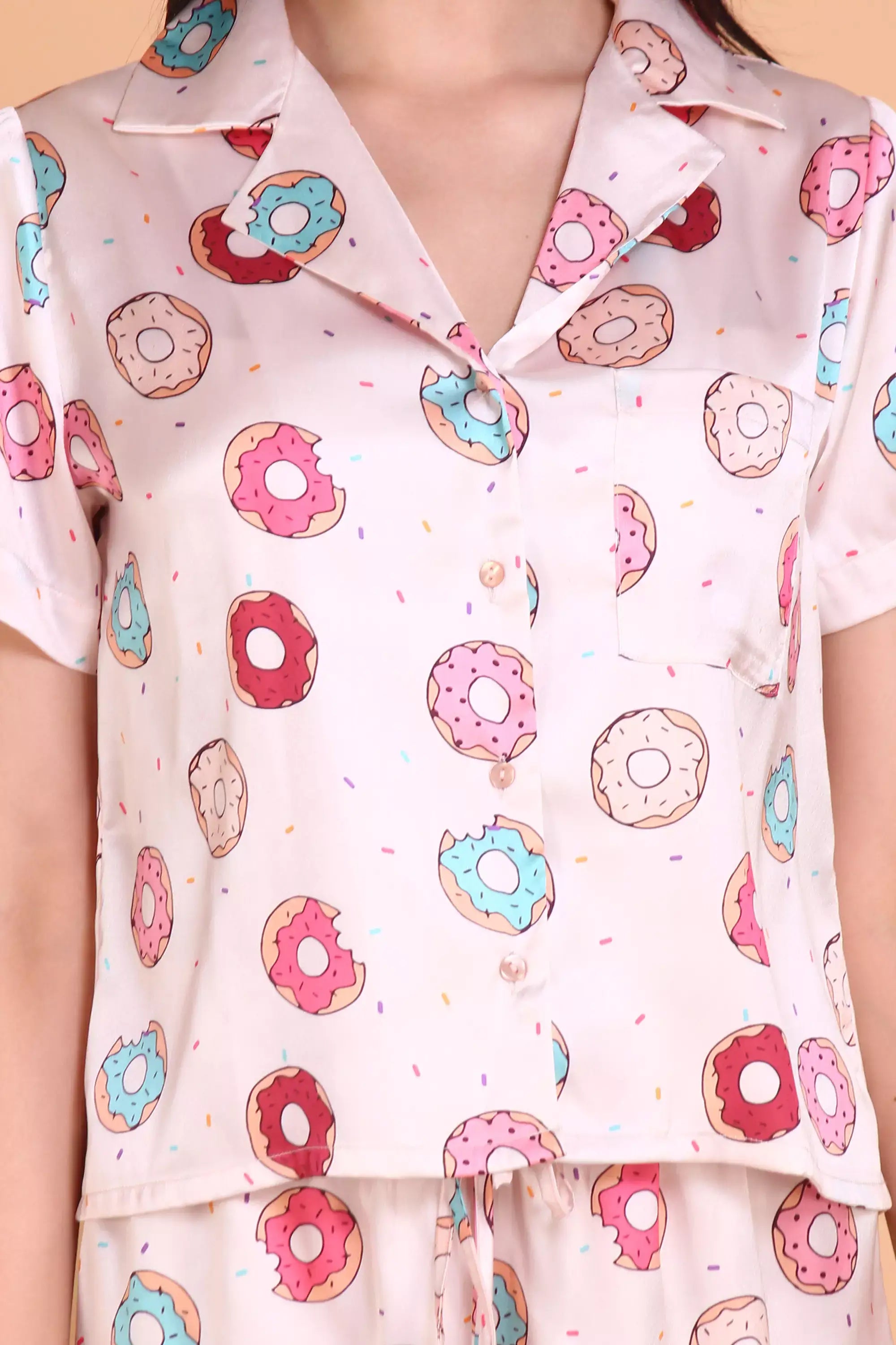 Donut Print Short Sleeve Printed pajama set