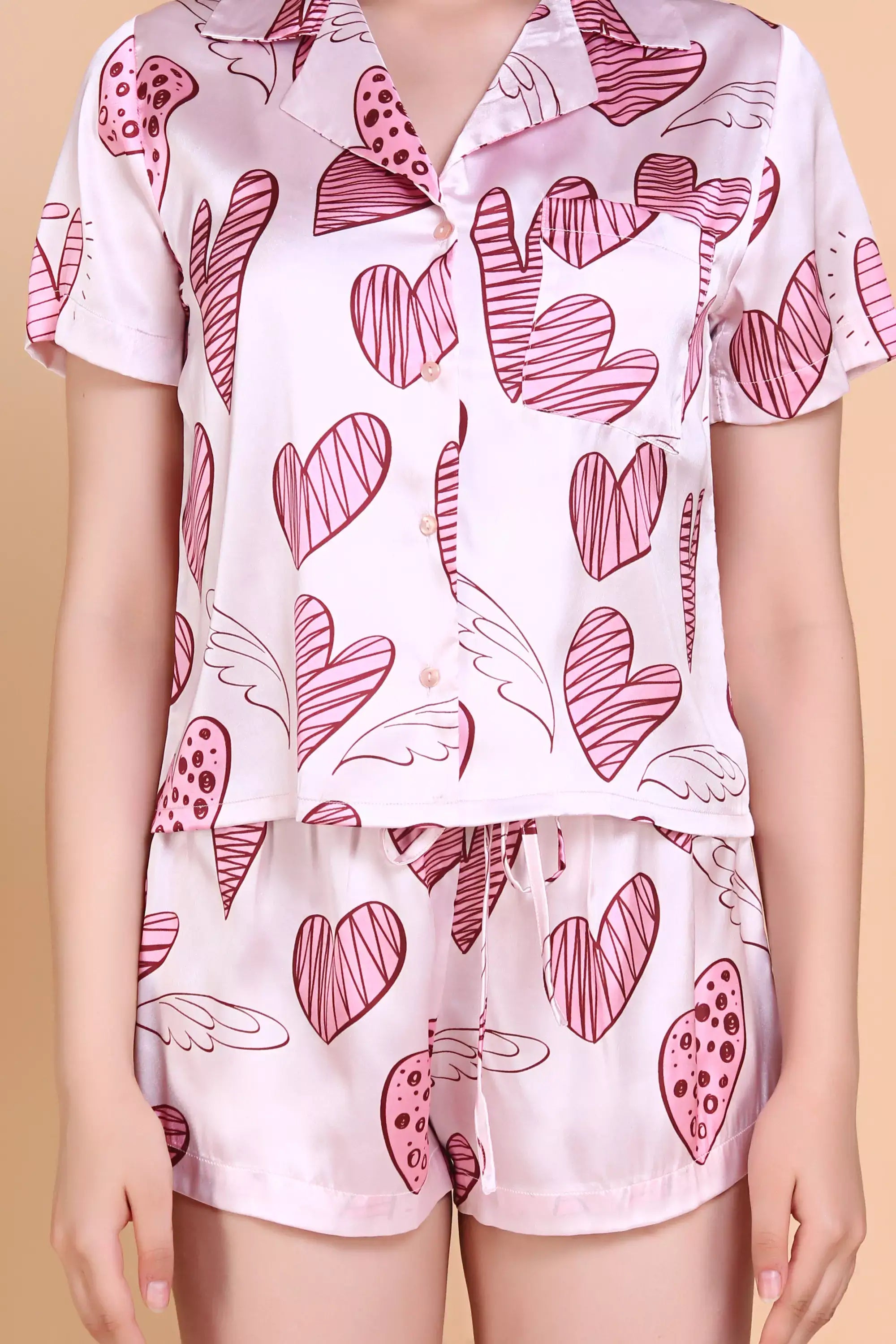 Heart Print Button Down