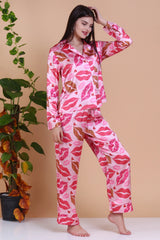 Pink Kiss Lips Women's Soft Pajama Sets