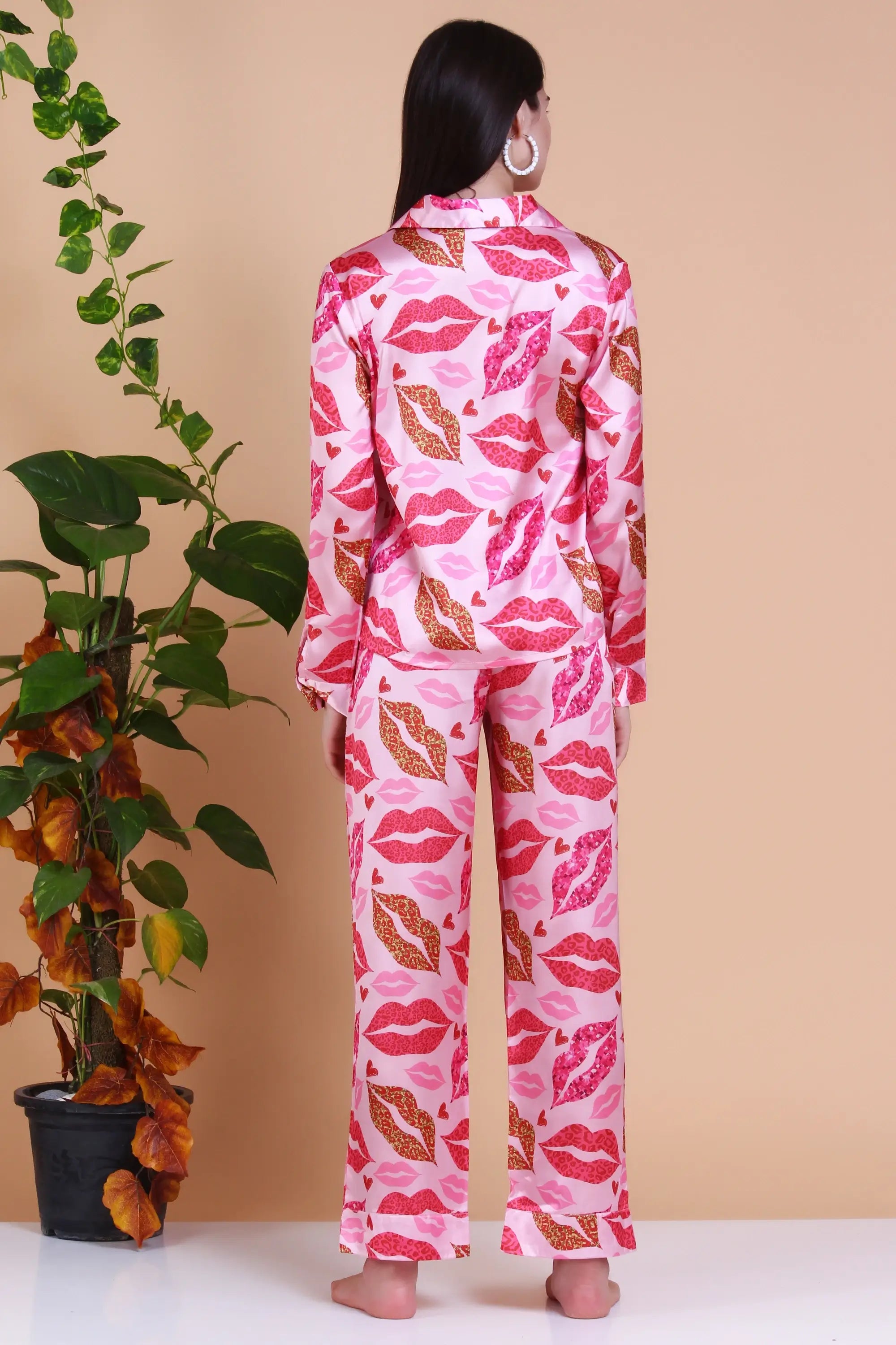 Pink Kiss Lips Women's Soft Pajama Sets