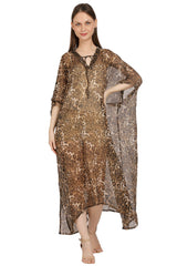 Brown Leopard print Kaftan Dress