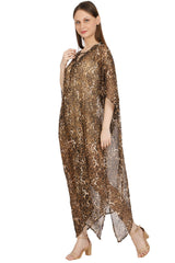 Brown Leopard print Kaftan Dress