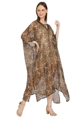 Brown Leopard print Kaftan Dress
