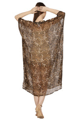 Brown Leopard print Kaftan Dress