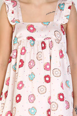 cami dress Ruffle Sleeve Donut Printed