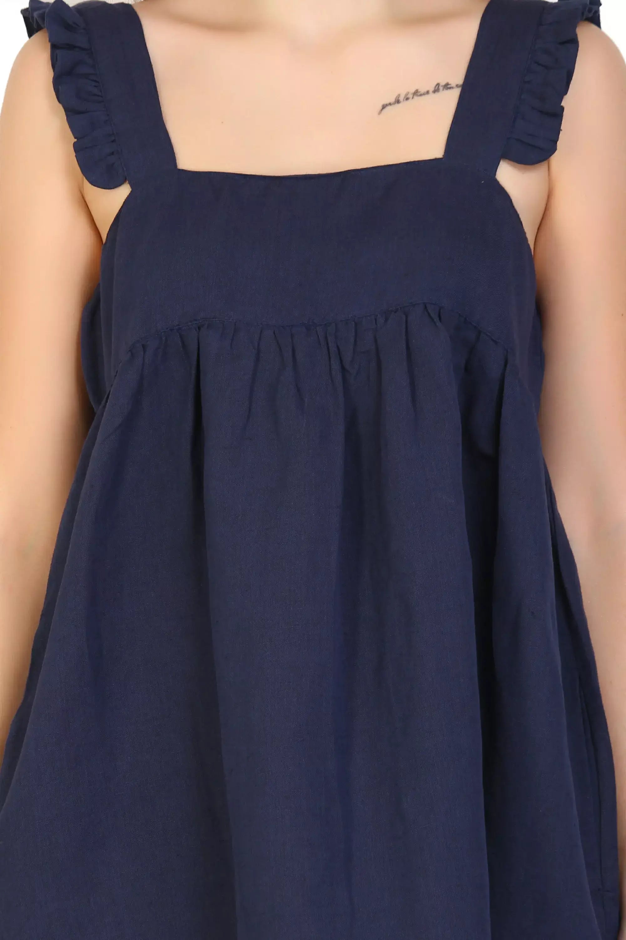 Frill design Sleeves Cute Blue Nightdress