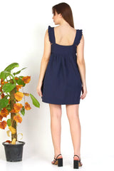 Frill design Sleeves Cute Blue Nightdress