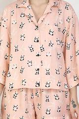 Panda Print Short Sleeve Pajama Set