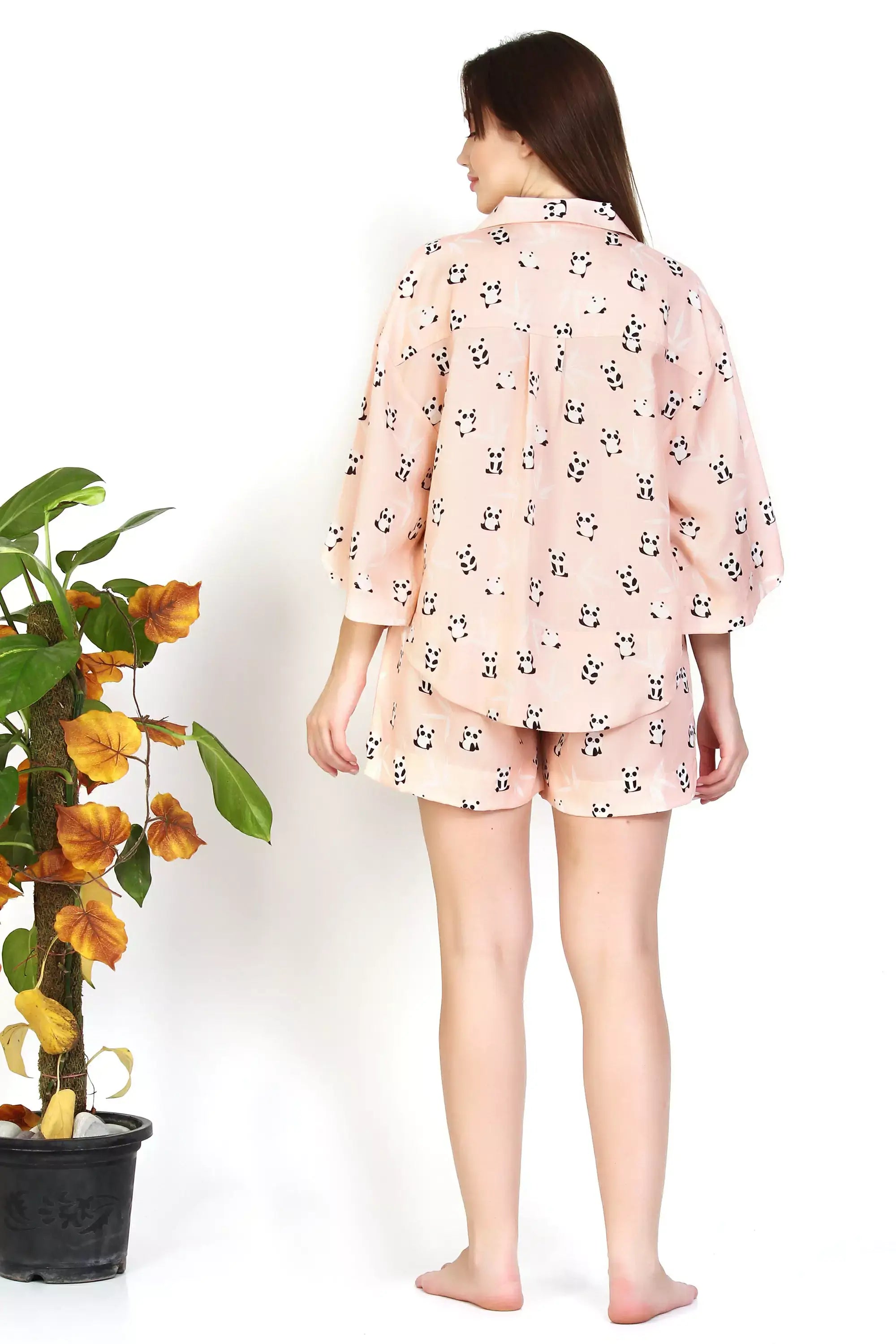 Panda Print Short Sleeve Pajama Set