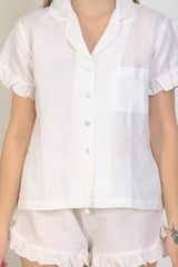 White cotton short pj set