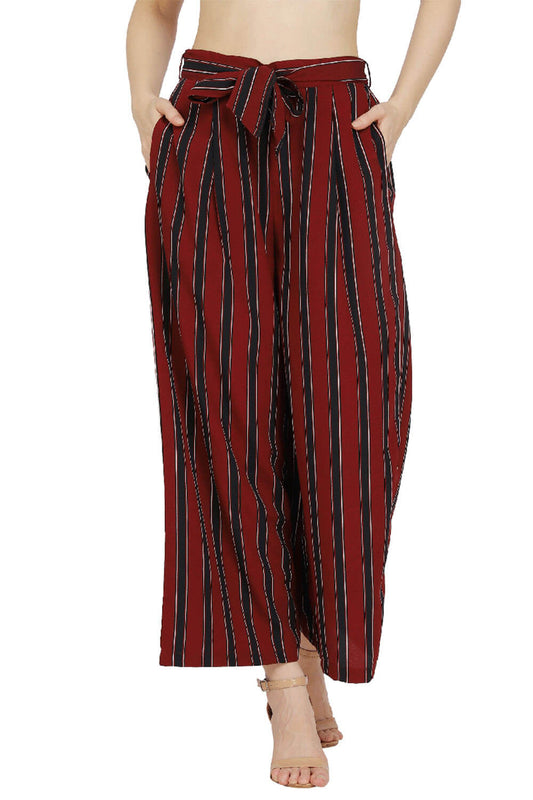 Burgundy Charm Striped Trouser