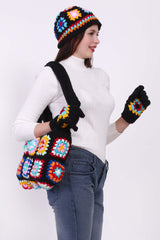 Granny Square Bag with Cap & Gloves