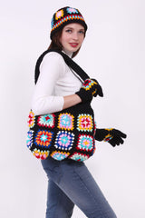 Granny Square Bag with Cap & Gloves