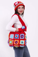 Crochet Granny Bag with Cap & Gloves