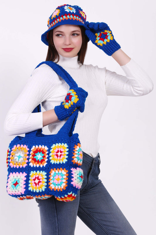 Complete Crochet Bag with Cap & Gloves