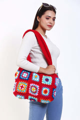 Women's Crochet Granny Square Handbag
